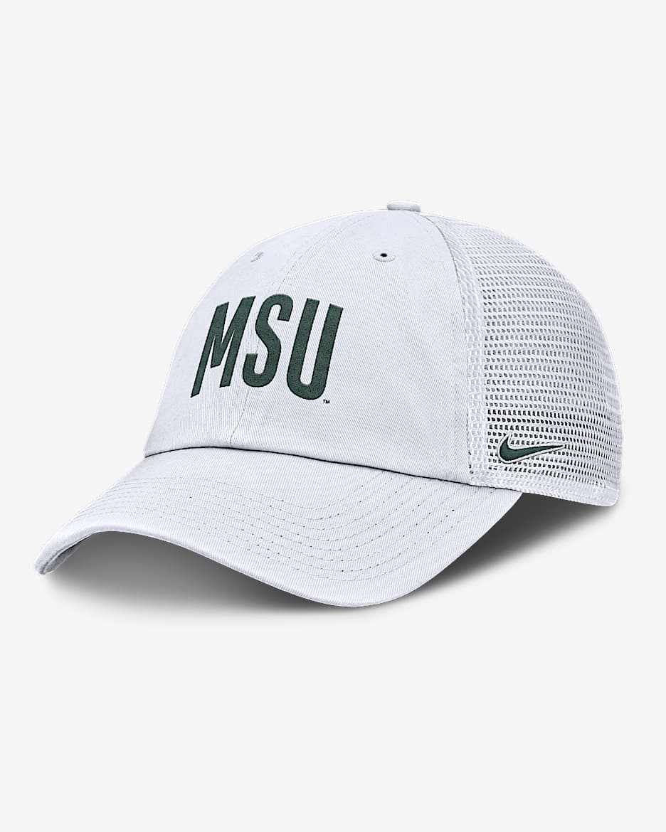 Michigan State Primetime Campus Club Men's Nike College Trucker Adjustable Hat - White