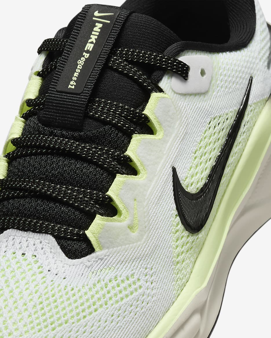 Nike Pegasus 41 Older Kids' Road Running Shoes - White/Barely Volt/Vintage Green/Black