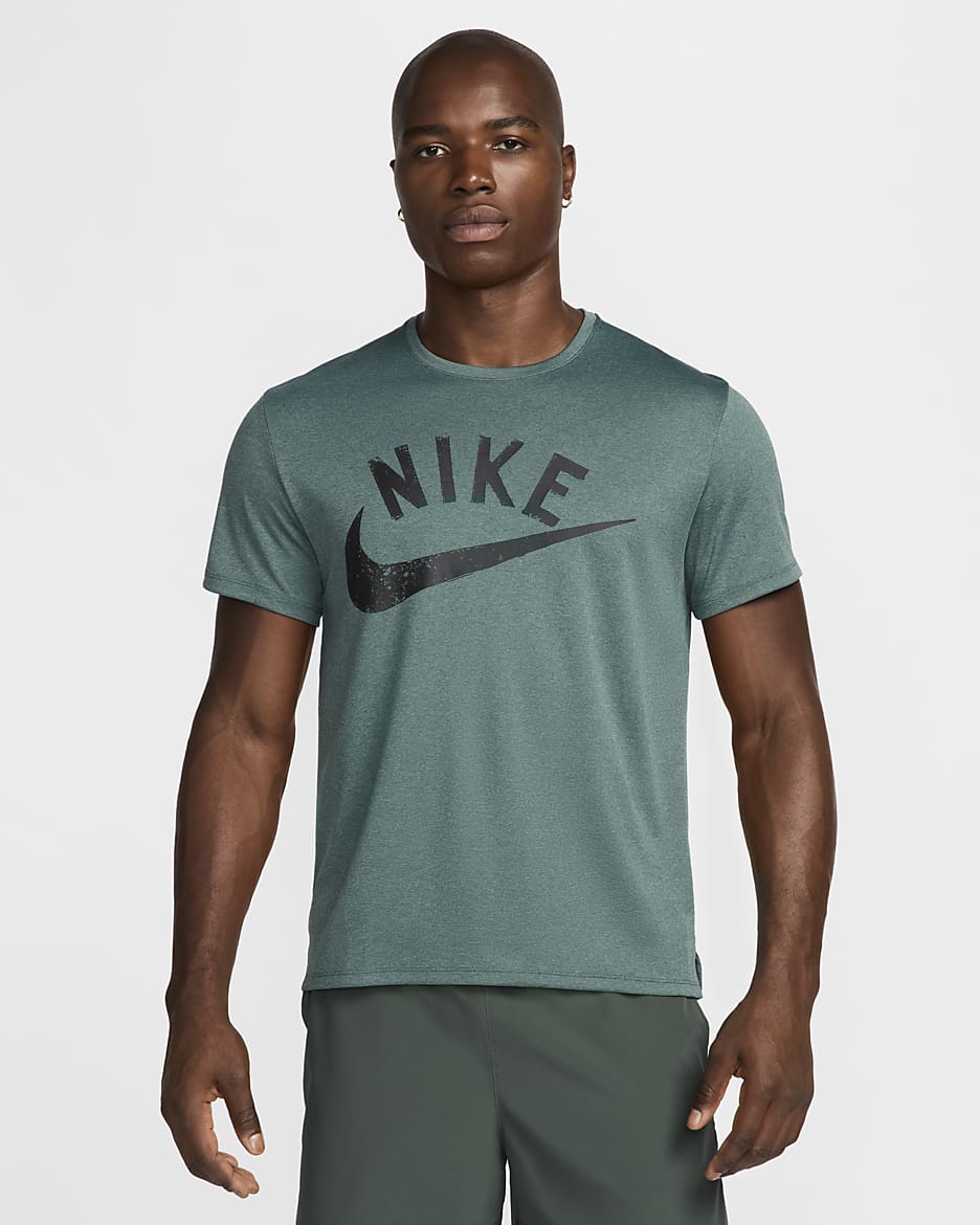 Nike Miler Dri-FIT kortermet løpeoverdel til herre - Bicoastal/Vintage Green/Heather/Svart