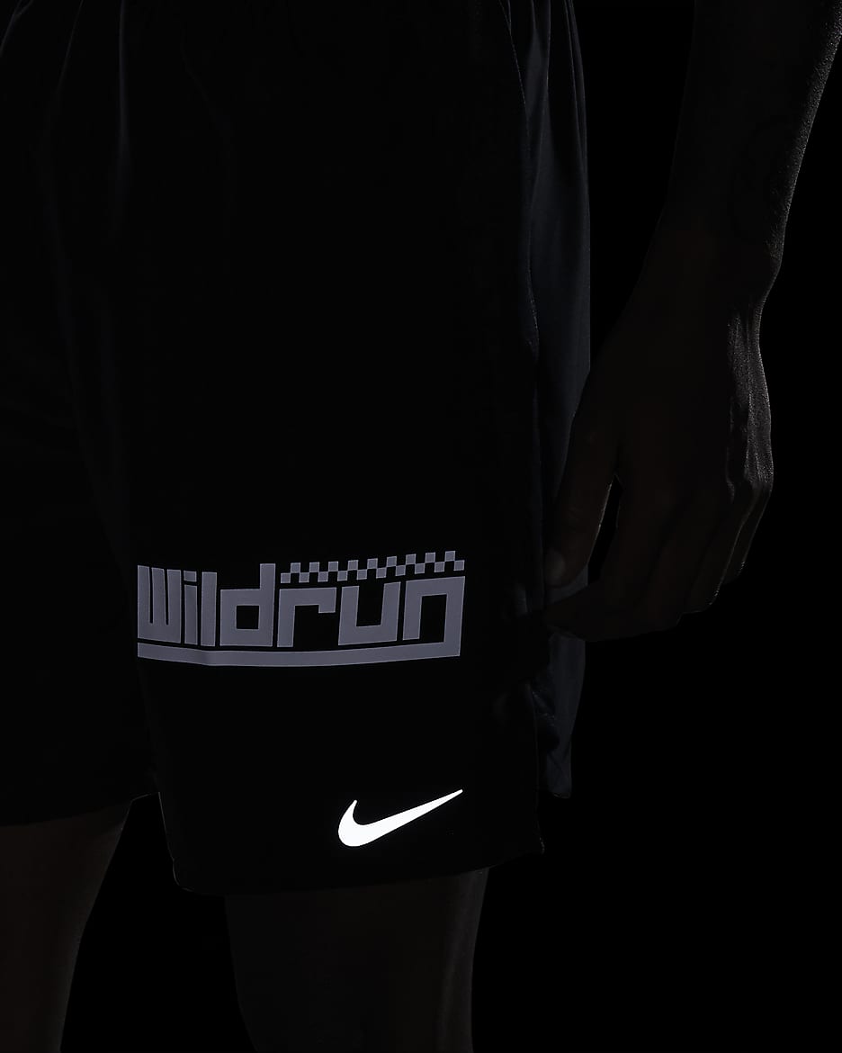 Nike Challenger Wild Run Men's Graphic Running Shorts - Black/Black/White