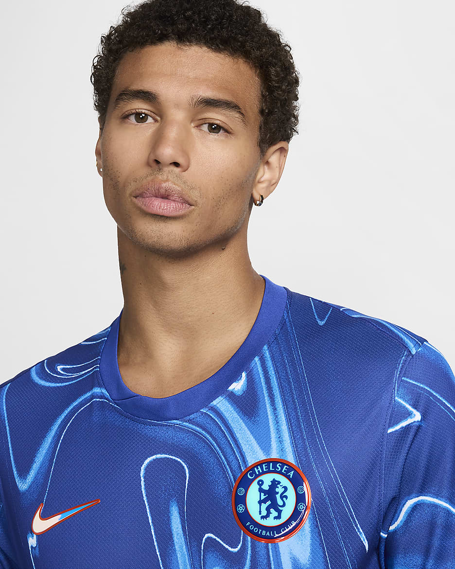 Primera equipació Stadium Chelsea FC 2024/25 Samarreta de futbol Replica Nike Dri-FIT - Home - Rush Blue/Team Orange/Blanc