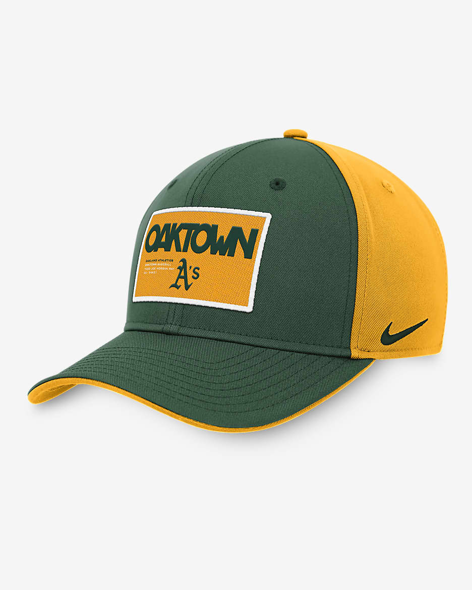 Oakland Athletics Classic99 Color Block Men's Nike MLB Adjustable Hat - Green/Yellow