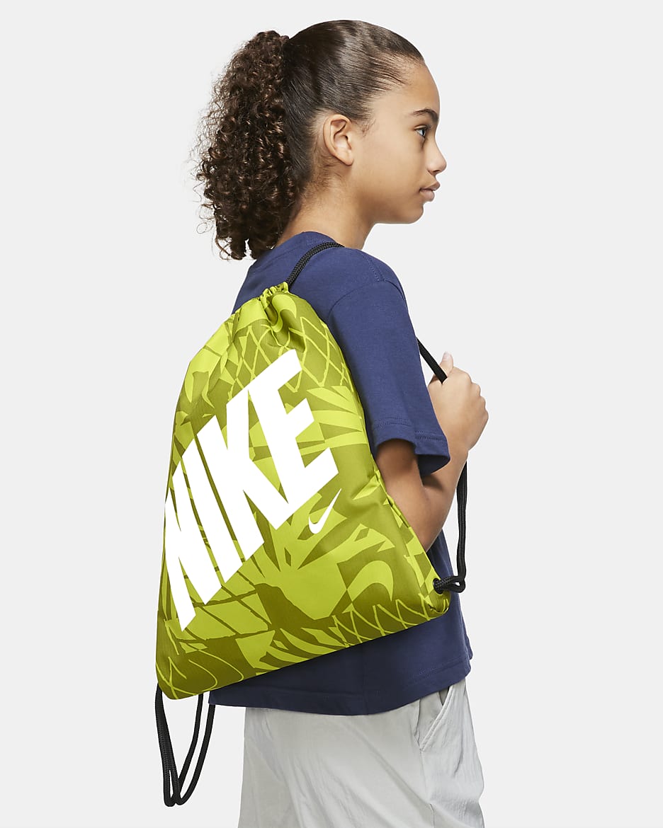 Nike Kids' Drawstring Bag (12L) - Bright Cactus/Black/White