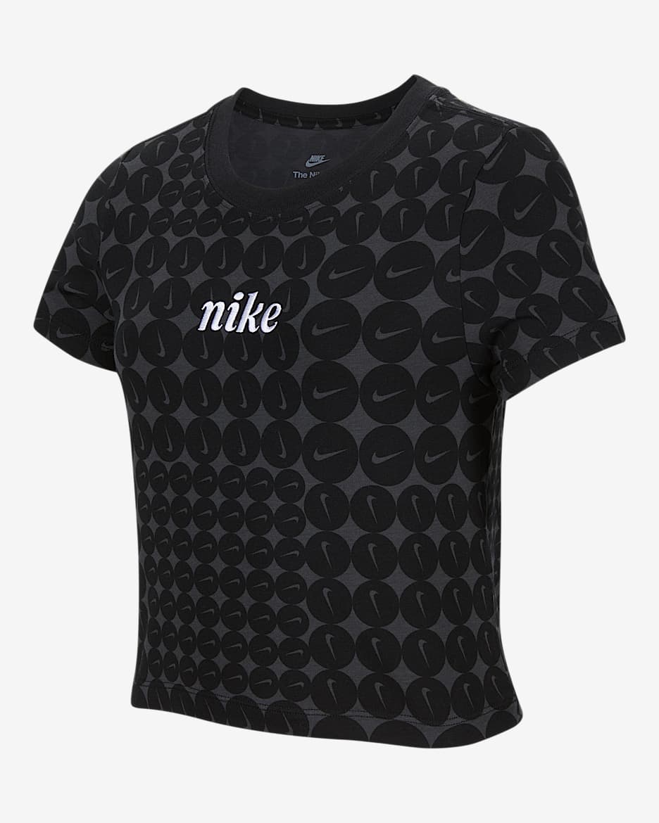 Nike Sportswear Essential 大童 (女童) T 恤 - 黑色/Dark Smoke Grey