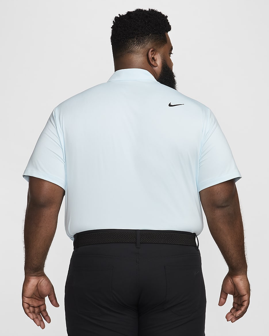 Nike Dri-FIT Tour einfarbiges Golf-Poloshirt für Herren - Glacier Blue/Schwarz