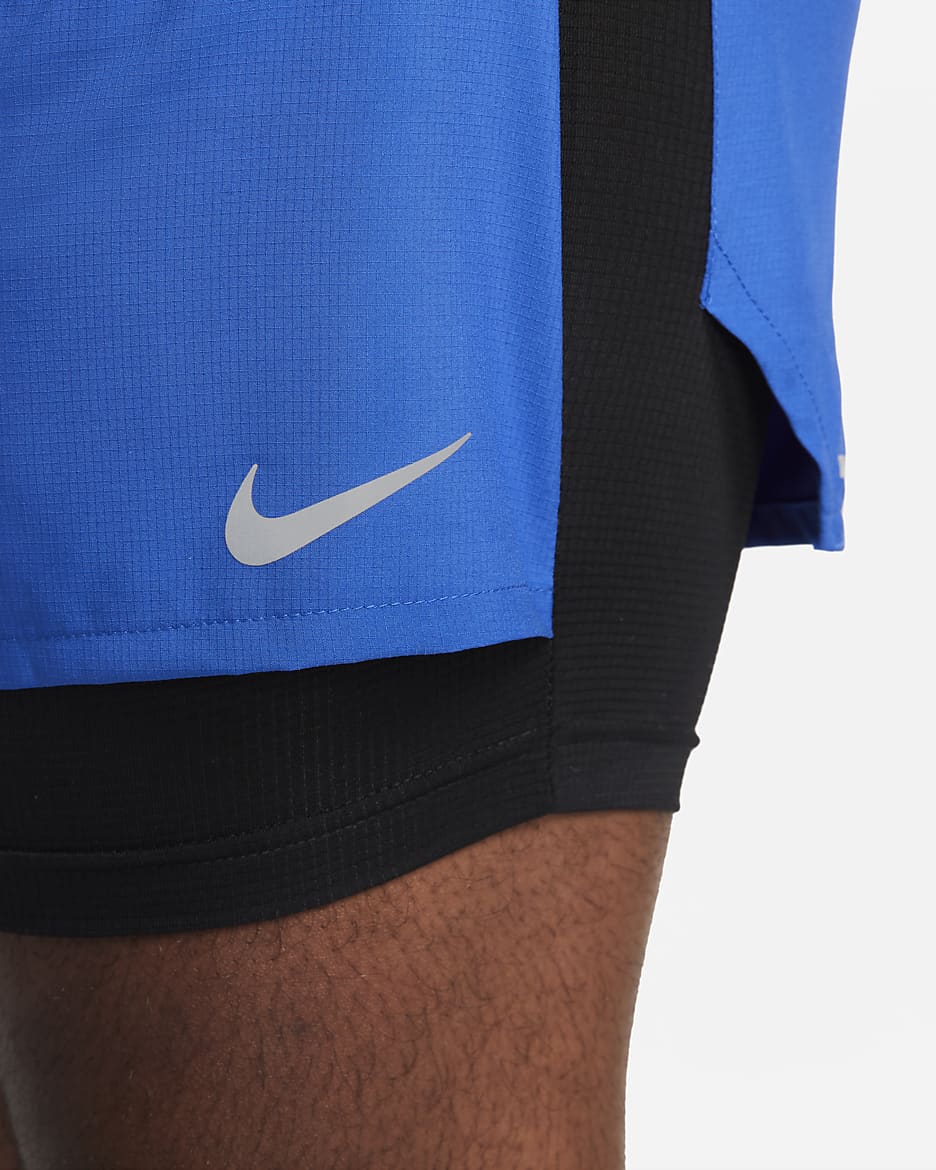 Short de running hybride Dri-FIT Nike Stride 13 cm pour homme - Game Royal/Noir/Noir