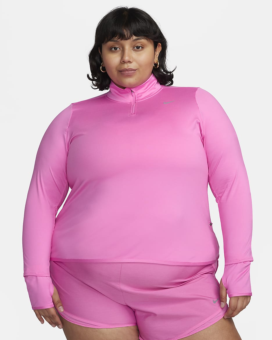 Nike Dri-FIT Swift Element UV Women's 1/4-Zip Running Top (Plus Size) - Playful Pink