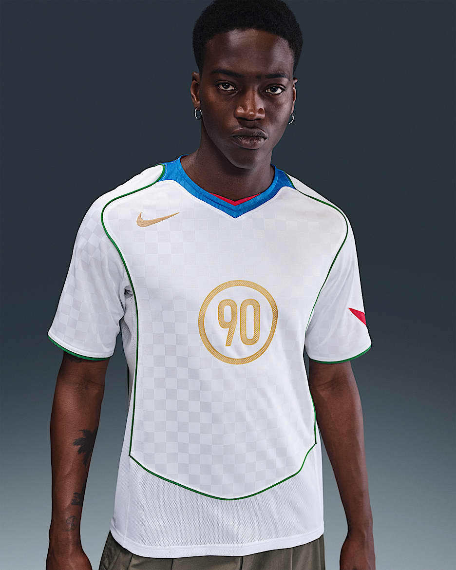 Nike Total 90 Men's Dri-FIT Soccer Jersey - White/Italy Blue/Sport Red/Metallic Gold