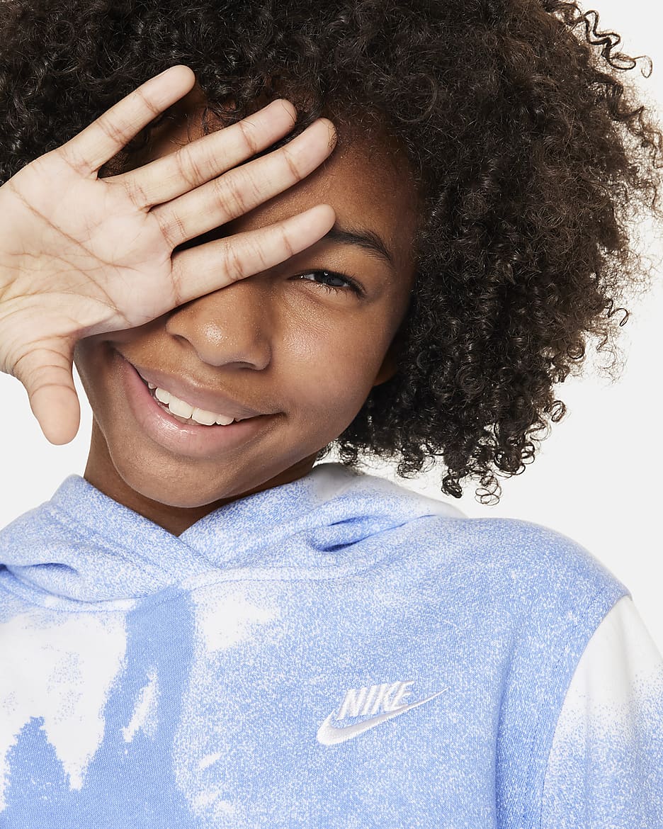 Nike Sportswear Club Fleece Big Kids' Pullover Hoodie - Polar/Polar/White