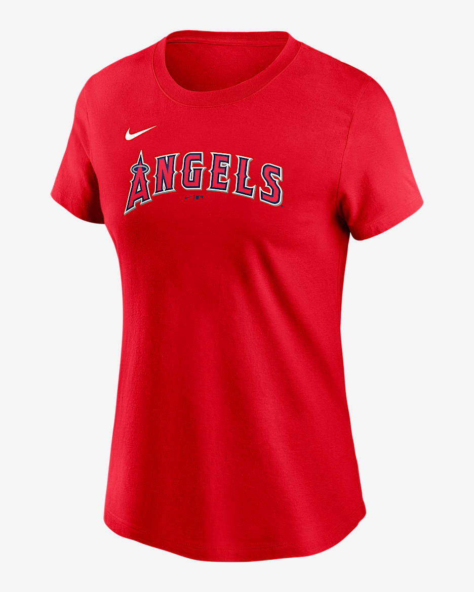 Playera Nike de la MLB para mujer Mike Trout Los Angeles Angels Fuse - Rojo