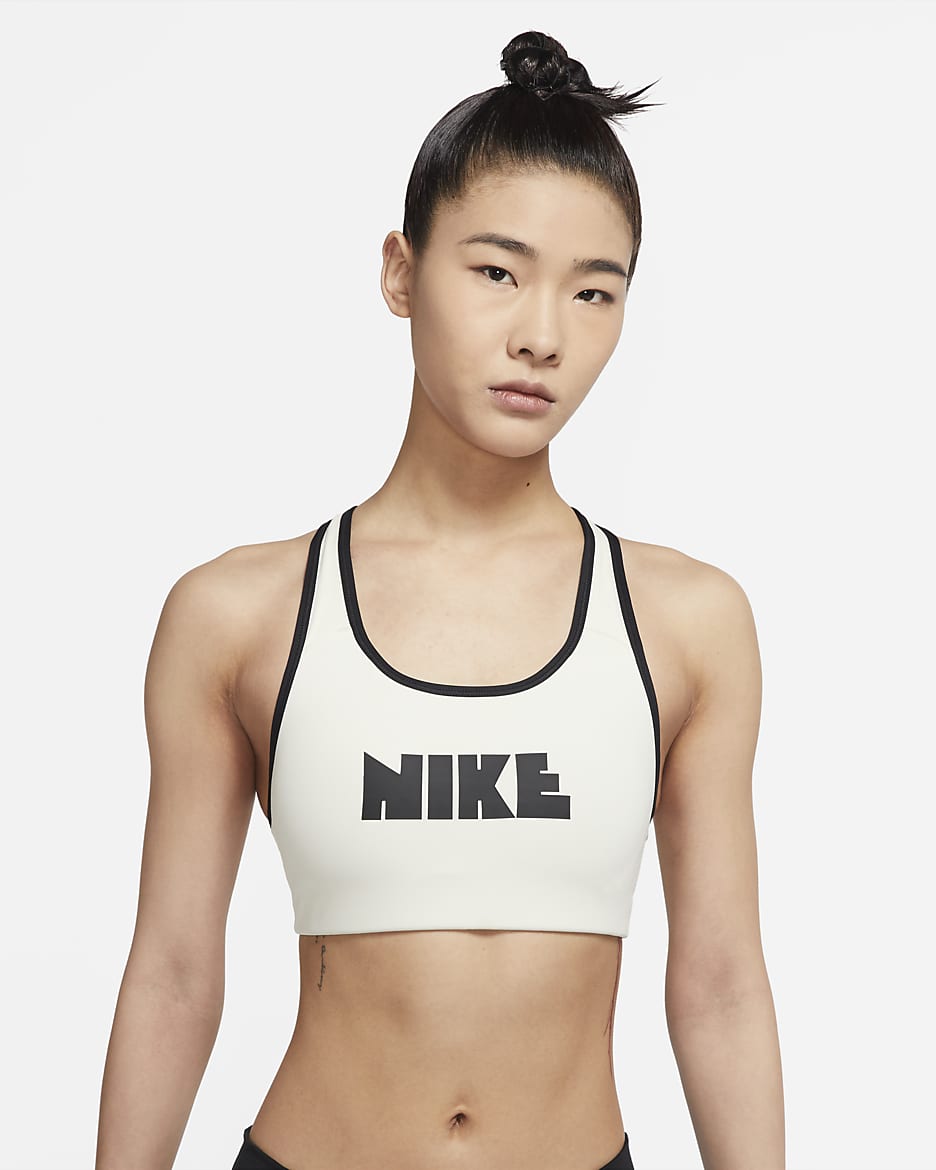 Nike Swoosh Circa 72 Women's Medium-Support 1-Piece Pad Sports Bra - Coconut Milk/Black/Black