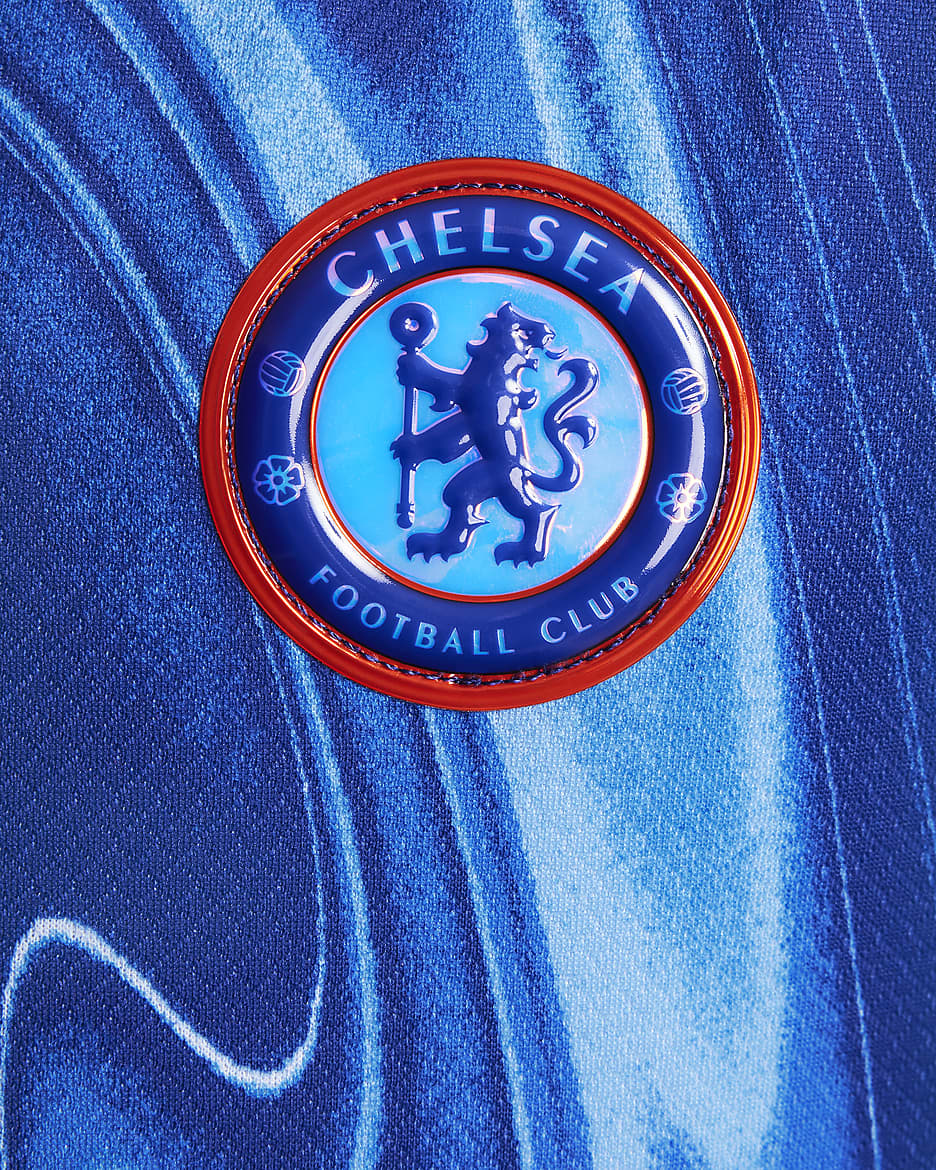 FC Chelsea 2024/25 Stadium Home dreiteiliges Nike Replika Fußballtrikot-Set (jüngere Kinder) - Rush Blue/Team Orange/Weiß