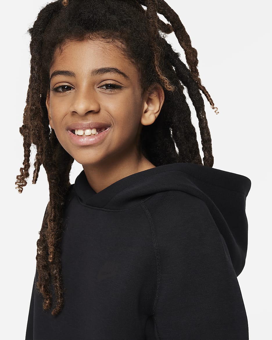 Nike Sportswear Tech Fleece Older Kids' (Boys') Pullover Hoodie - Black/Black