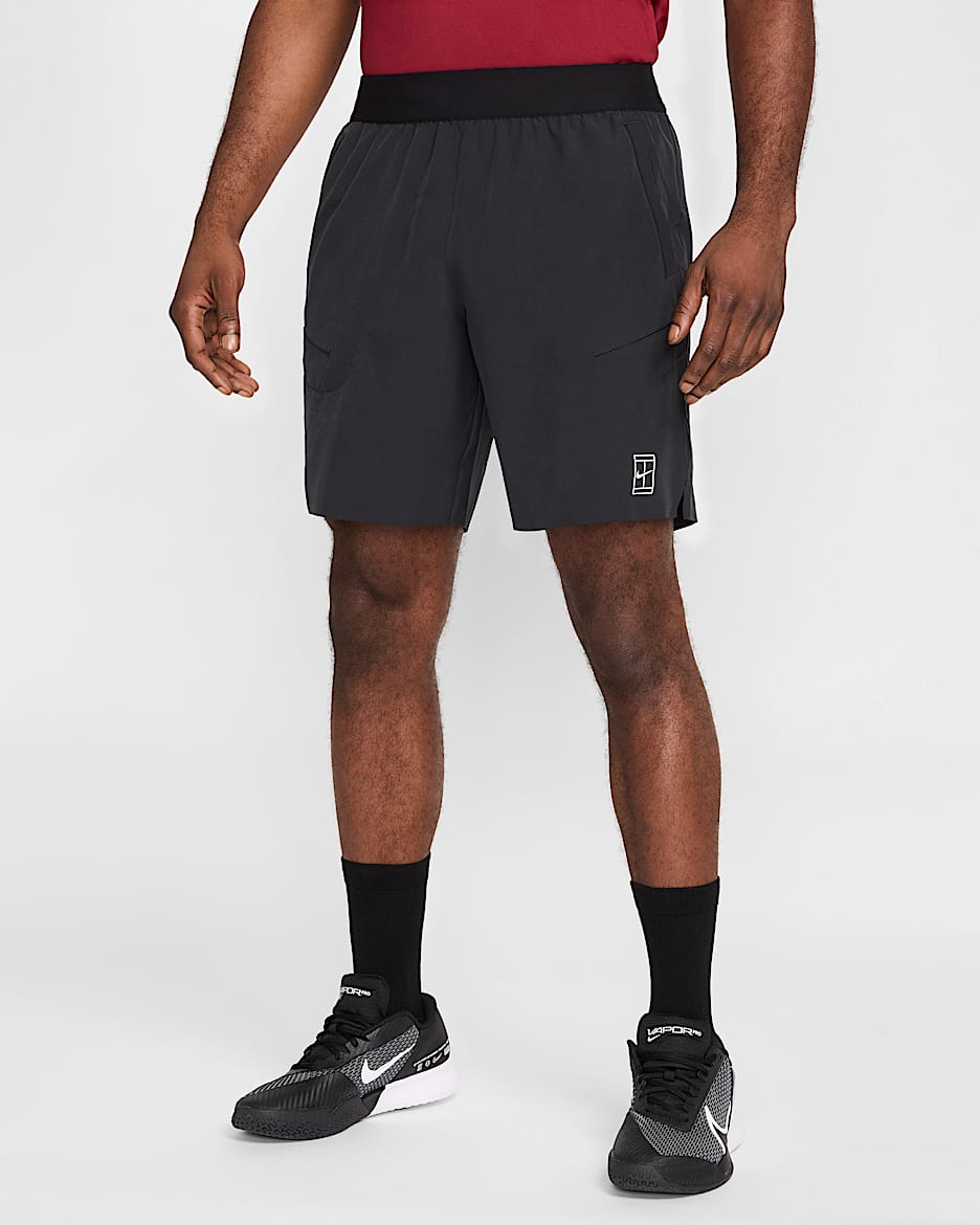 Shorts de tenis Dri-FIT de 20 cm para hombre NikeCourt Advantage - Negro/Blanco