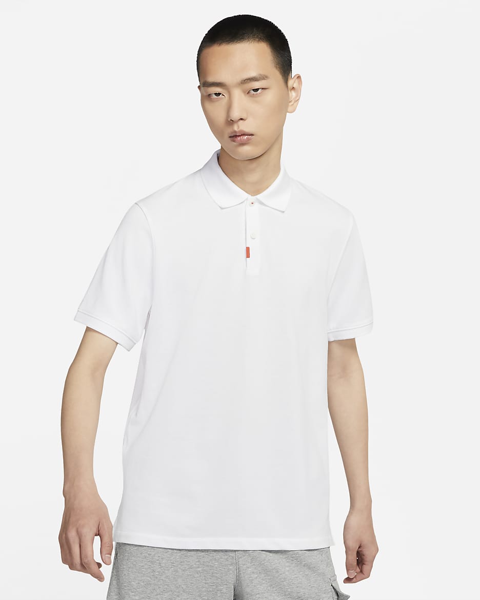 Nike 男款有領衫 - 白色/白色