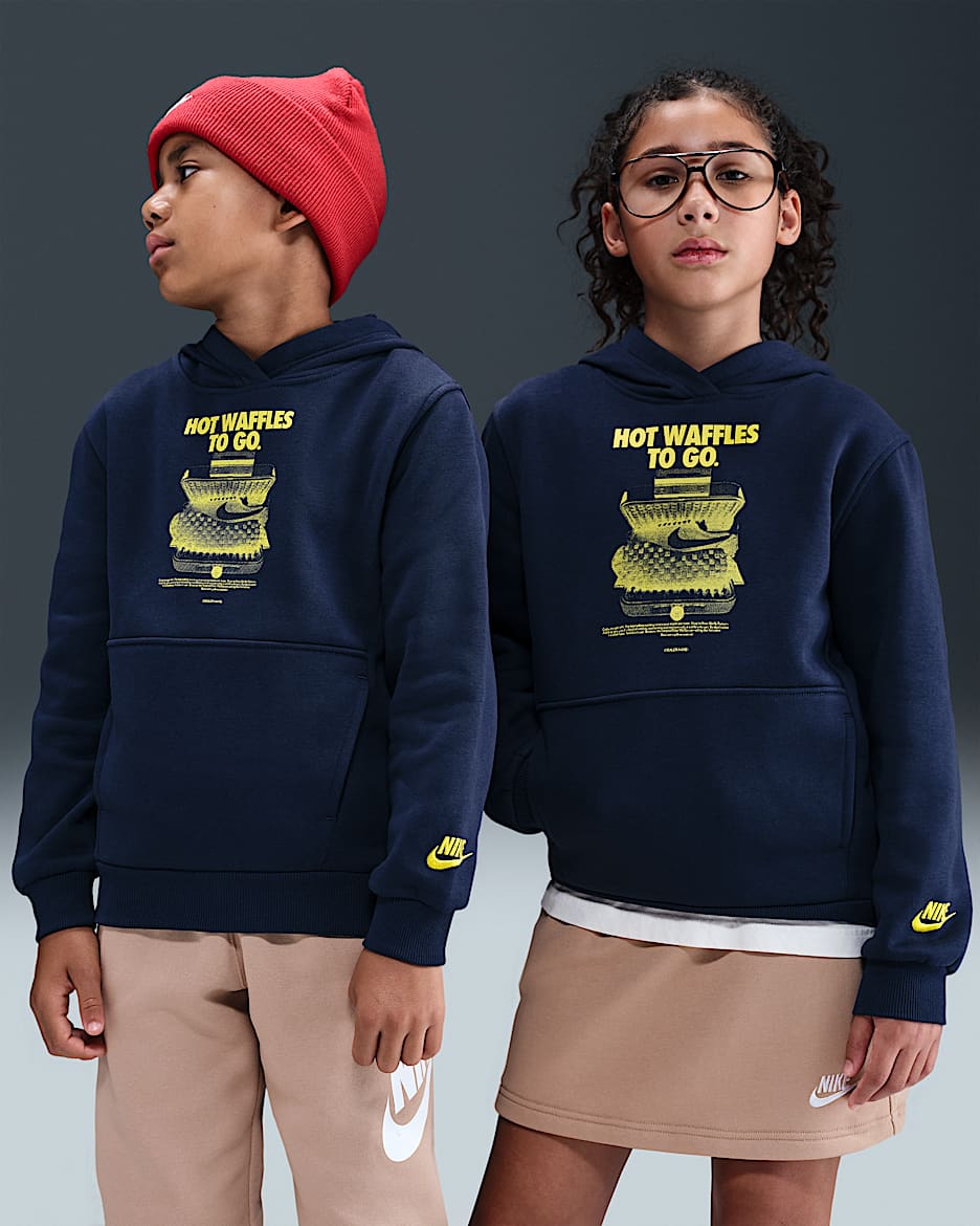 Nike Sportswear Club Fleece Big Kids' Hoodie - Obsidian/Lightning