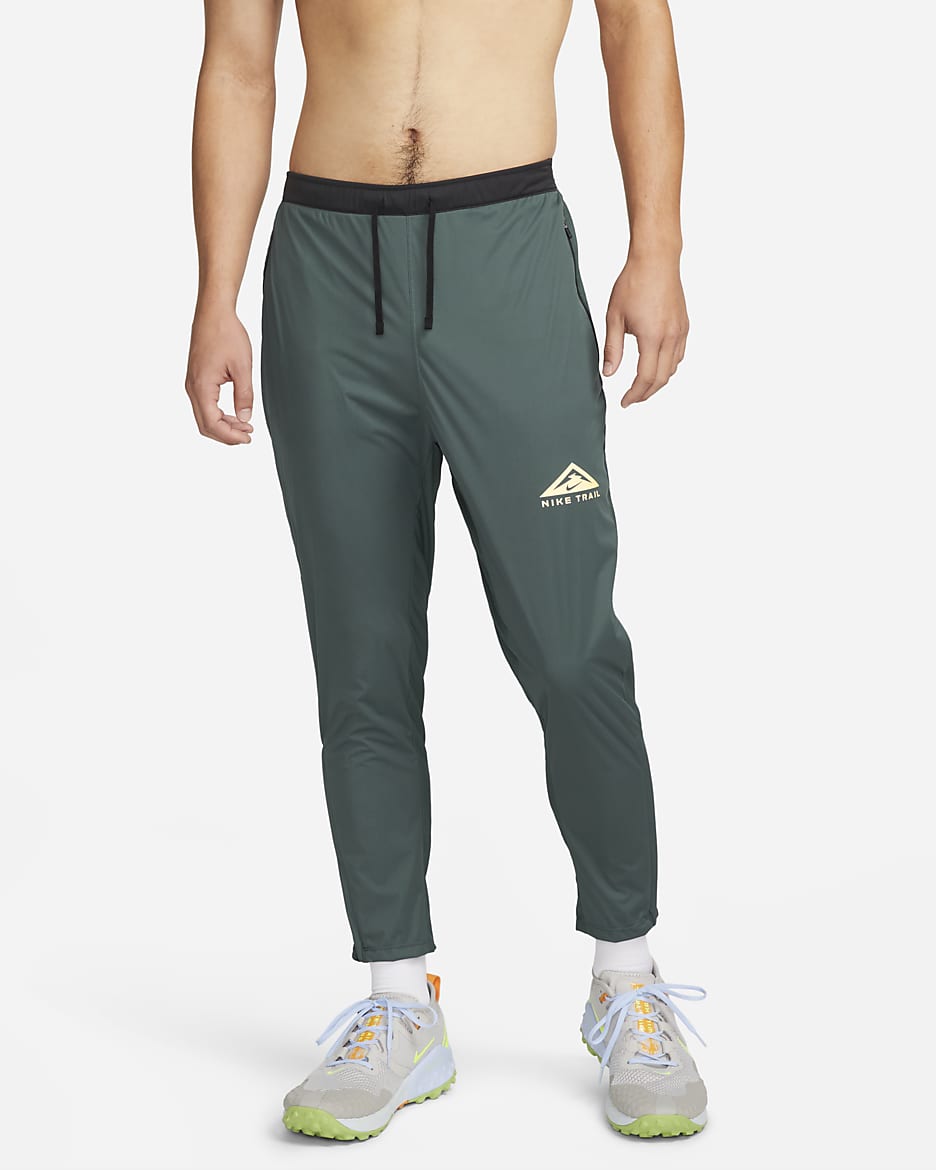 Nike Dri-FIT Phenom Elite Men's Knit Trail Running Trousers - Faded Spruce/Light Silver/Citron Pulse