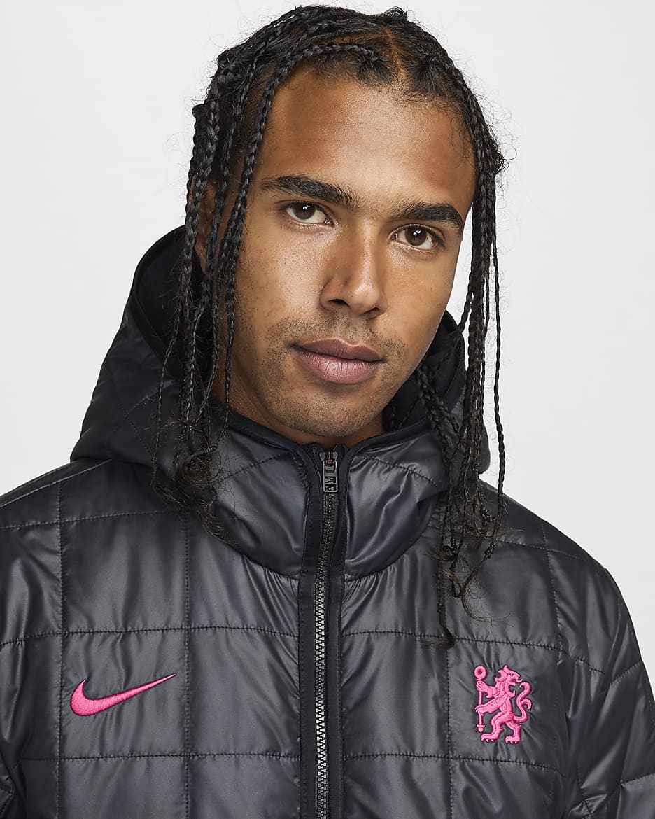 Chelsea F.C. Third Men's Nike Synthetic-Fill Jacket - Black/Pink Prime