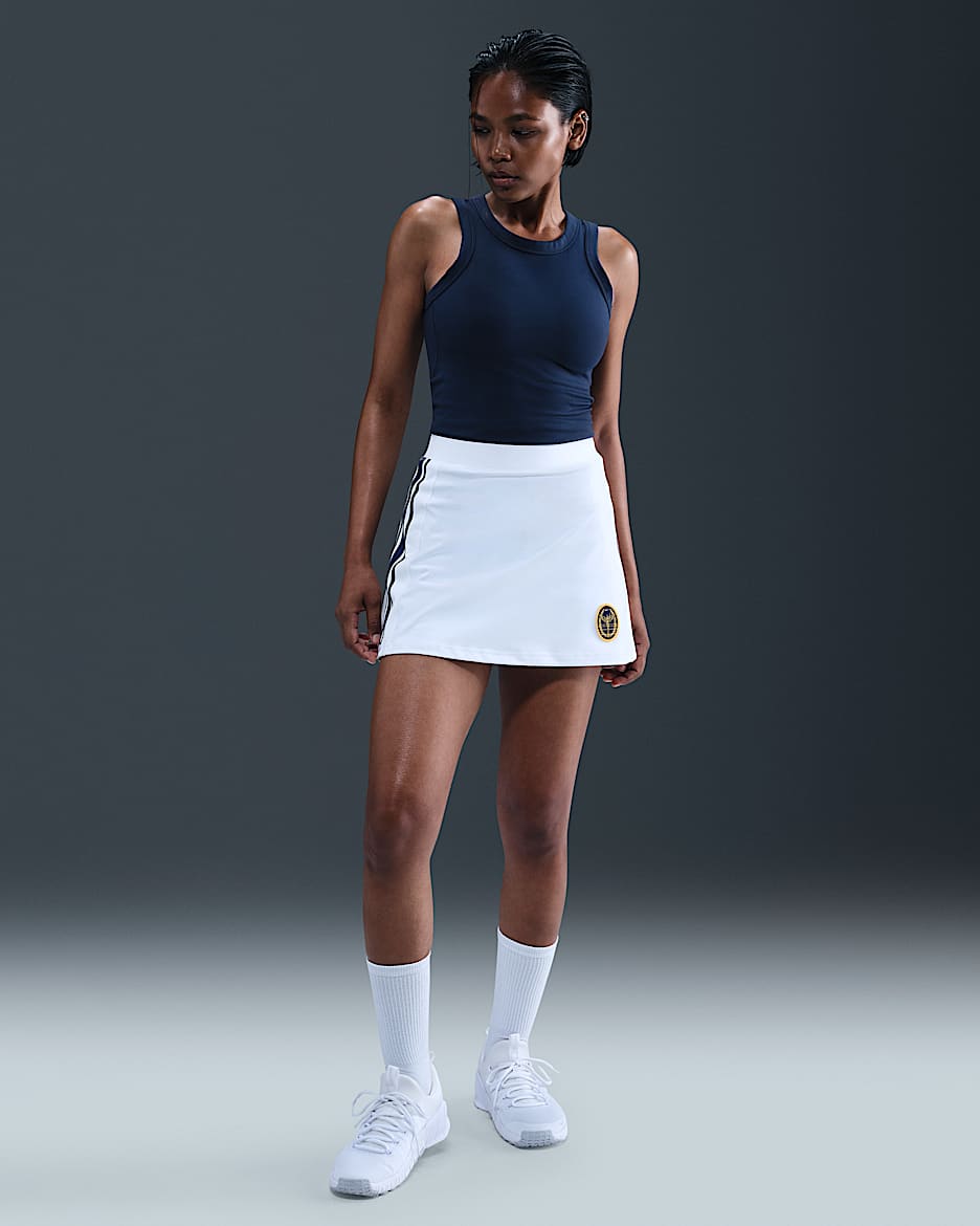 Nike Women's High-Waisted 3" Skort - White/Midnight Navy/Midnight Navy