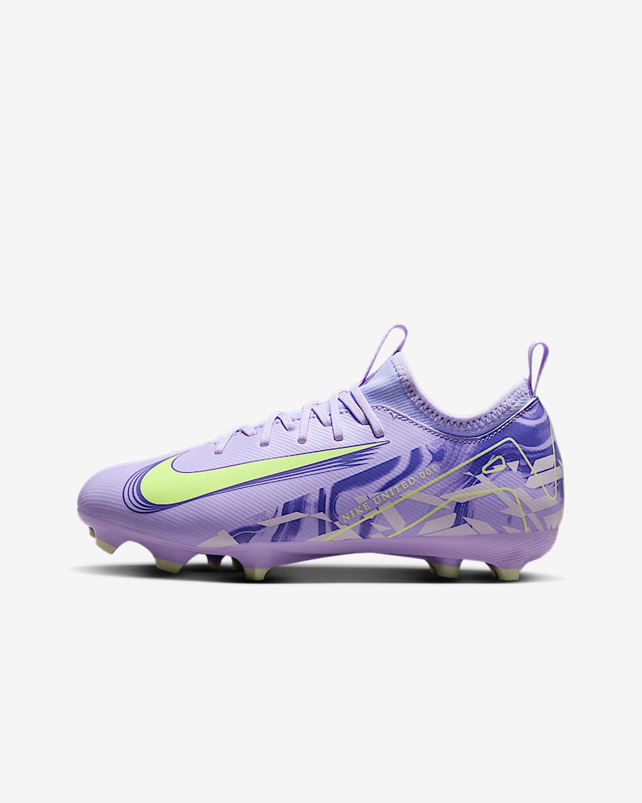 Nike United Jr. Mercurial Vapor 16 Academy Older Kids' MG Low-Top Football Boot - Purple Agate/Barely Volt