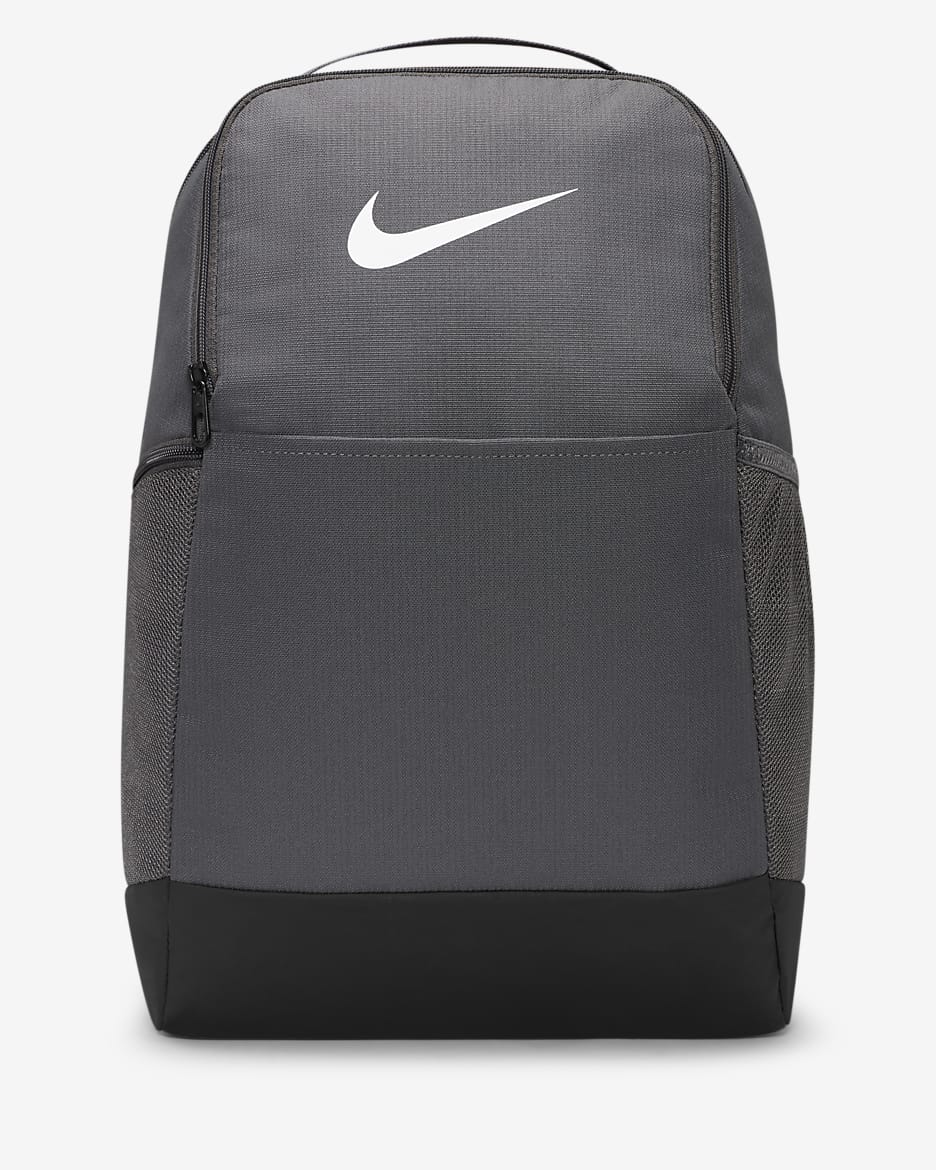 Mochila de entrenamiento Nike Brasilia 9.5 (mediana) - Gris hierro/Negro/Blanco