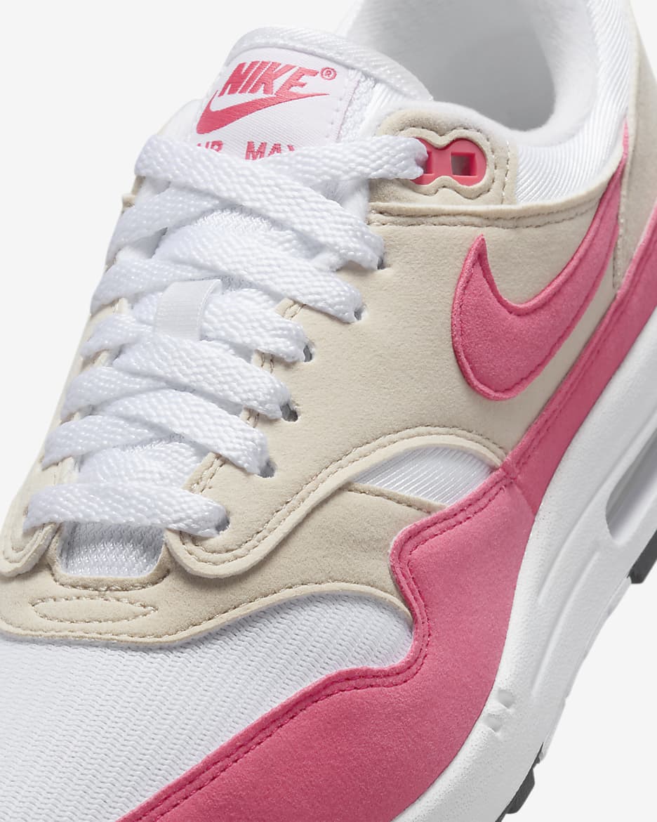 Sapatilhas Nike Air Max 1 para mulher - Branco/Castanho Orewood claro/Preto/Rosa Aster