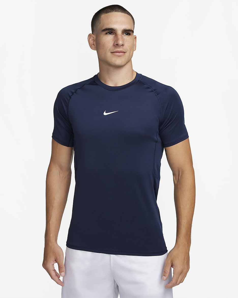 Nike Pro Men's Dri-FIT Slim Short-Sleeve Top - Obsidian/White