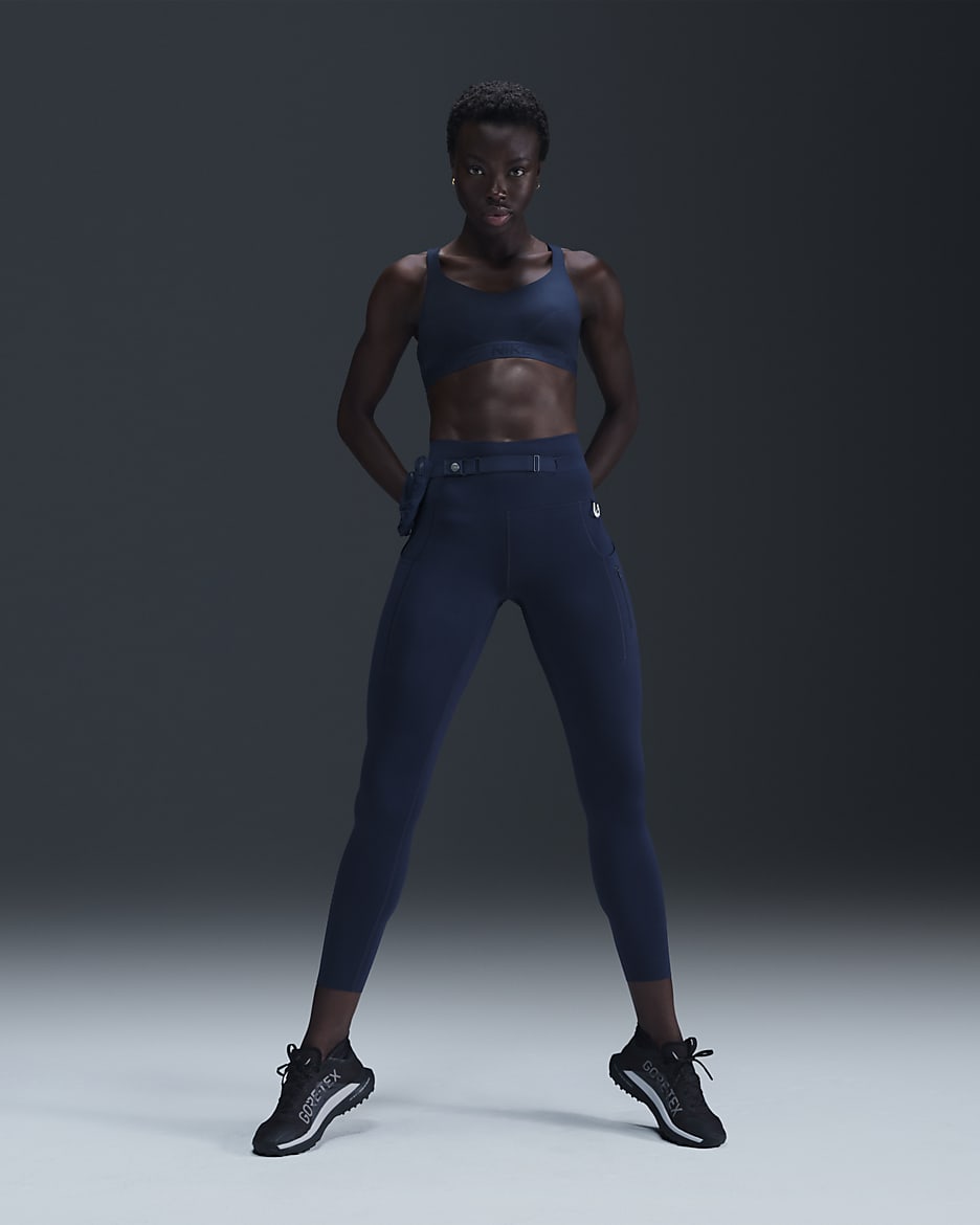 Legging 7/8 à taille haute et maintien supérieur avec poches Nike Trail Go pour femme - Armory Navy/Armory Navy/Noir