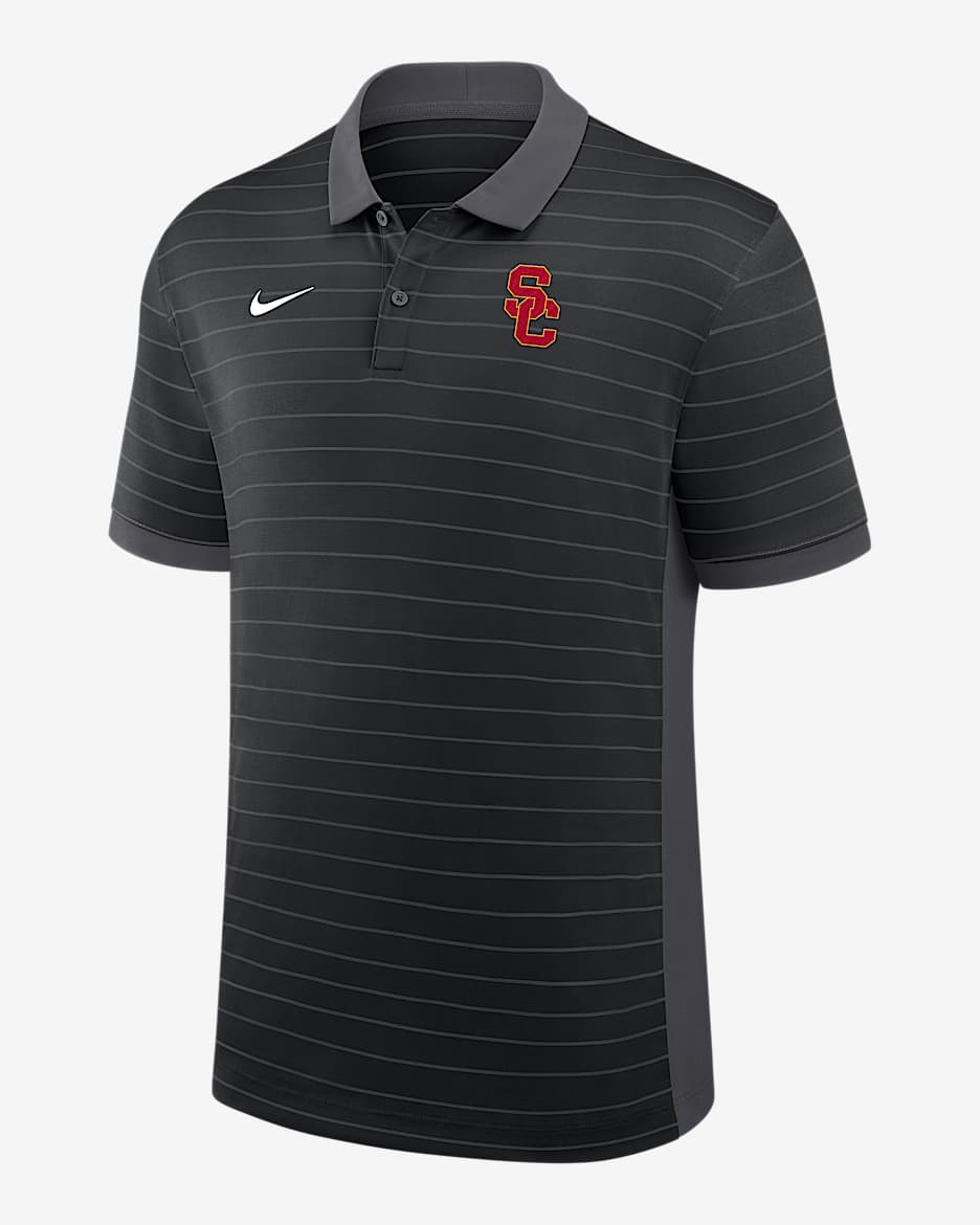 Polo universitario Nike Dri-FIT para hombre USC Sideline Victory Stripe - Negro