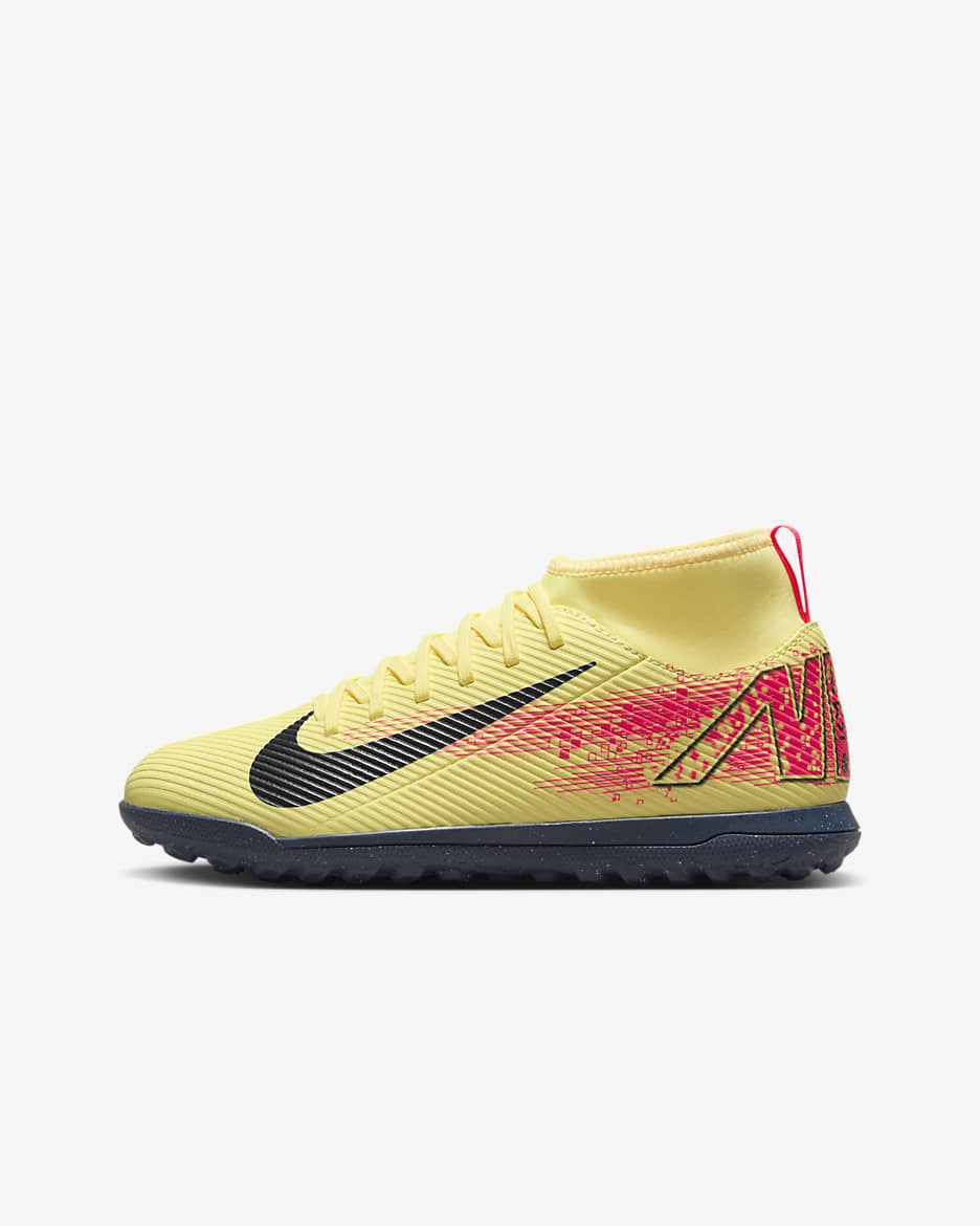 Nike Jr. Mercurial Superfly 10 Club 'Kylian Mbappé' Older Kids' TF High-Top Football Shoes - Light Laser Orange/Armoury Navy