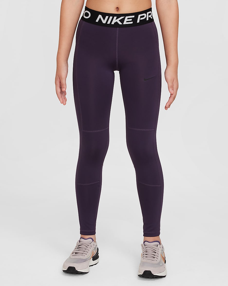 Leggings Dri-FIT Nike Pro Leak Protection: Period para rapariga - Dark Raisin/Preto