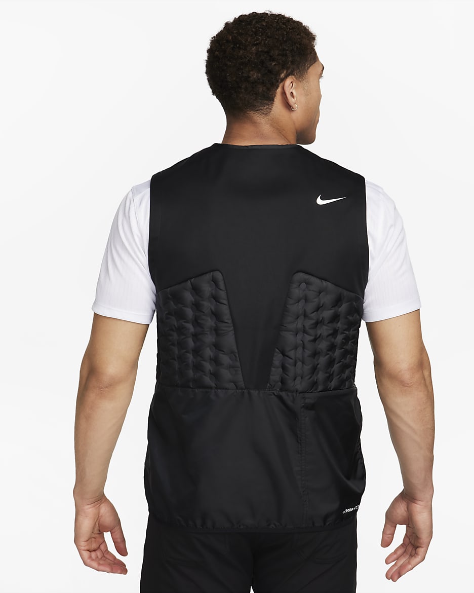 Chaleco de golf de plumón de cierre completo para hombre Nike Therma-FIT Repel - Negro/Negro/Blanco