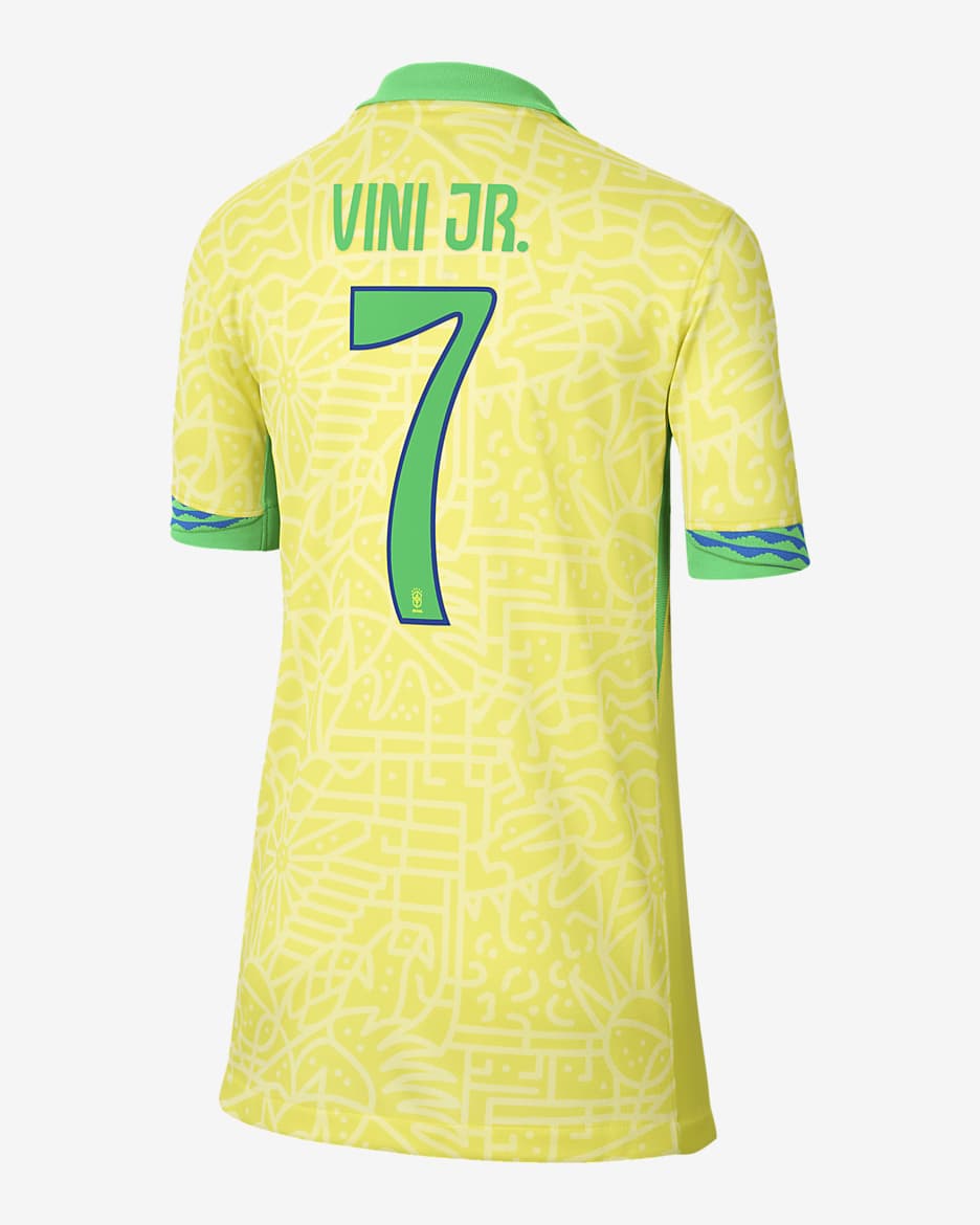 Vini Jr. Brazil National Team 2024 Stadium Away Big Kids' Nike Dri-FIT Soccer Jersey - Yellow