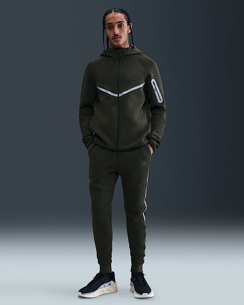Nike Tech Men's Fleece Joggers with Reflective Accents - Sequoia/Black
