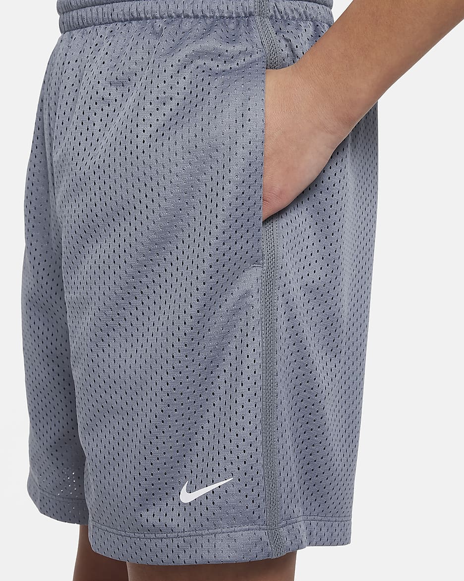 Nike Multi Big Kids' (Boys') Dri-FIT Mesh Shorts - Cool Grey/White