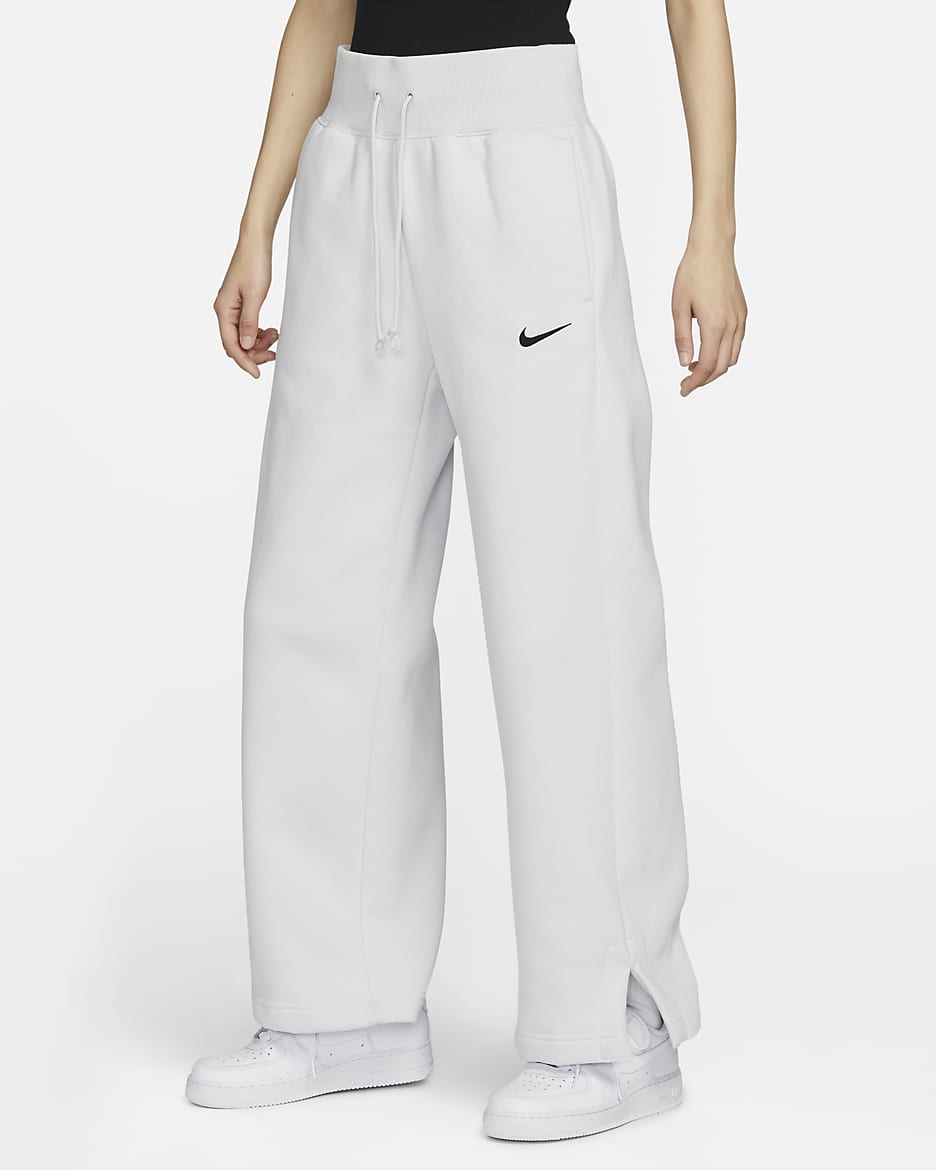 Nike Sportswear Phoenix Fleece 女款高腰寬褲管運動褲 - Photon Dust/黑色