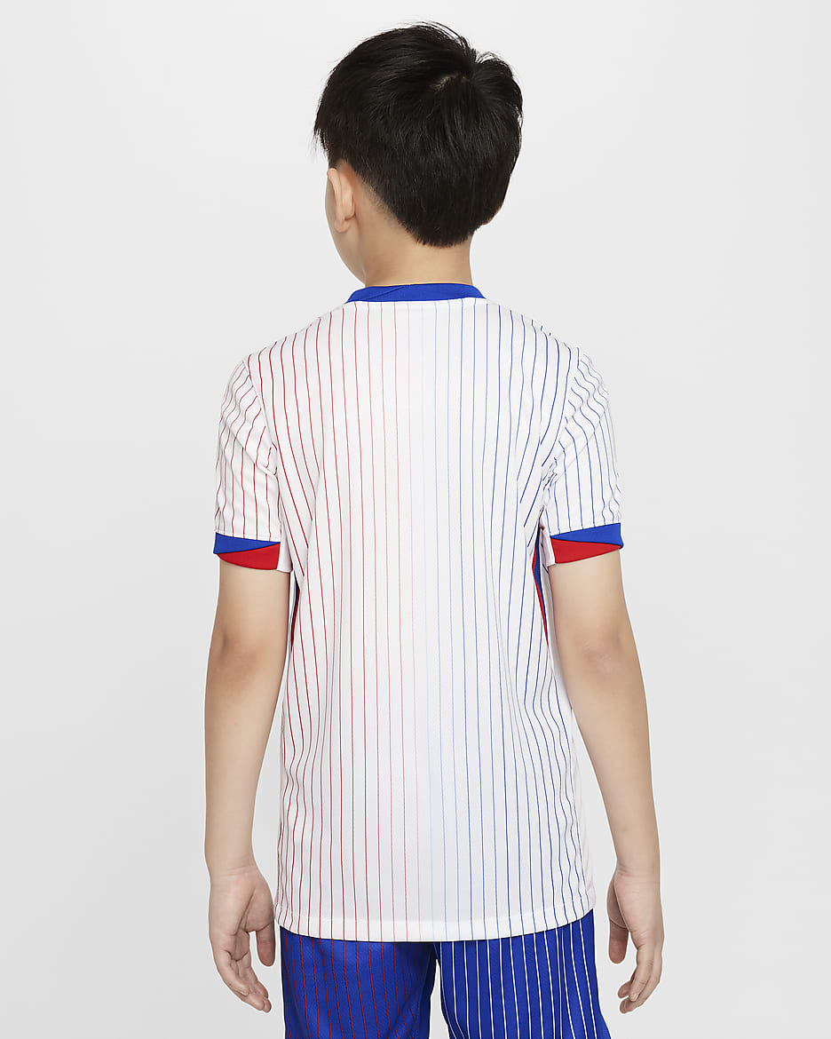 Camisola de futebol de réplica Nike Dri-FIT do equipamento alternativo Stadium FFF (equipa masculina) 2024/25 Júnior - Branco/Azul Bright/Vermelho University/Azul Bright