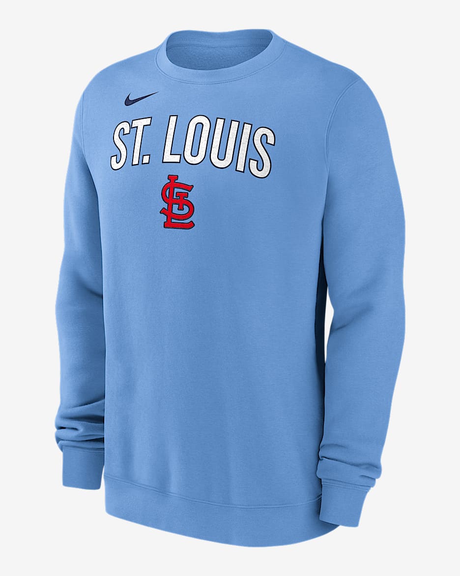 Sudadera de cuello redondo sin cierre Nike de la MLB para hombre St. Louis Cardinals - Azul claro
