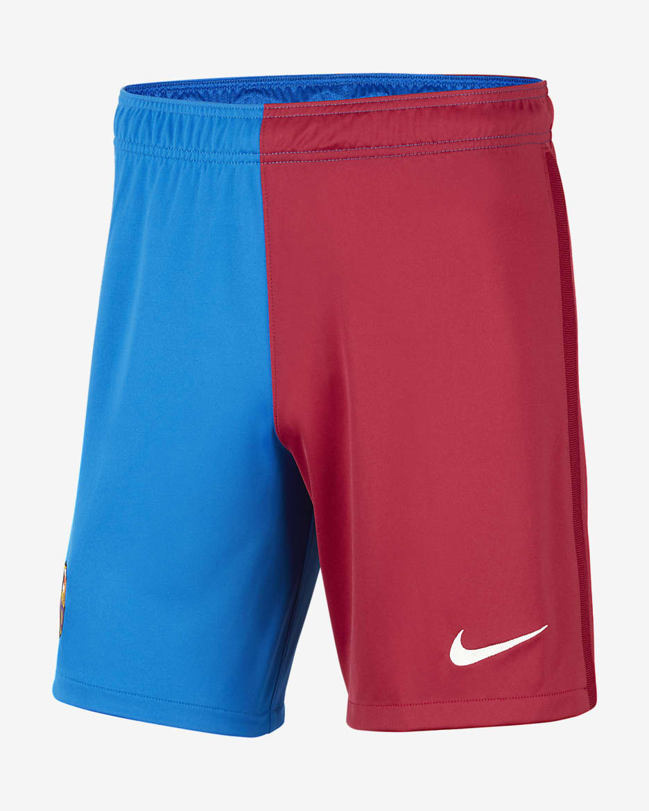 FC Barcelona 2021/22 Stadium Home/Away Men's Soccer Shorts - Soar/Noble Red/Pale Ivory