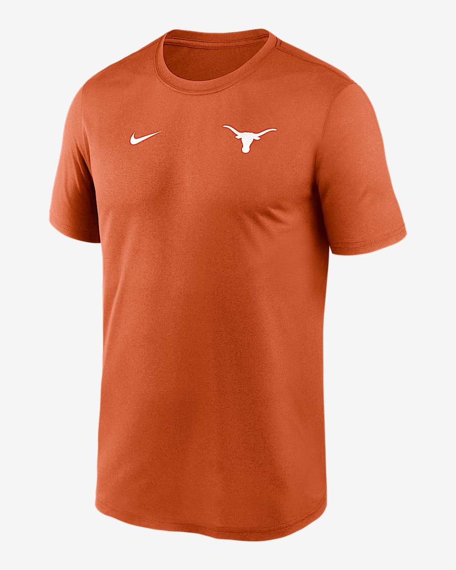 Playera universitaria Nike Dri-FIT para hombre Texas Sideline Legend Small Logo - Naranja quemado