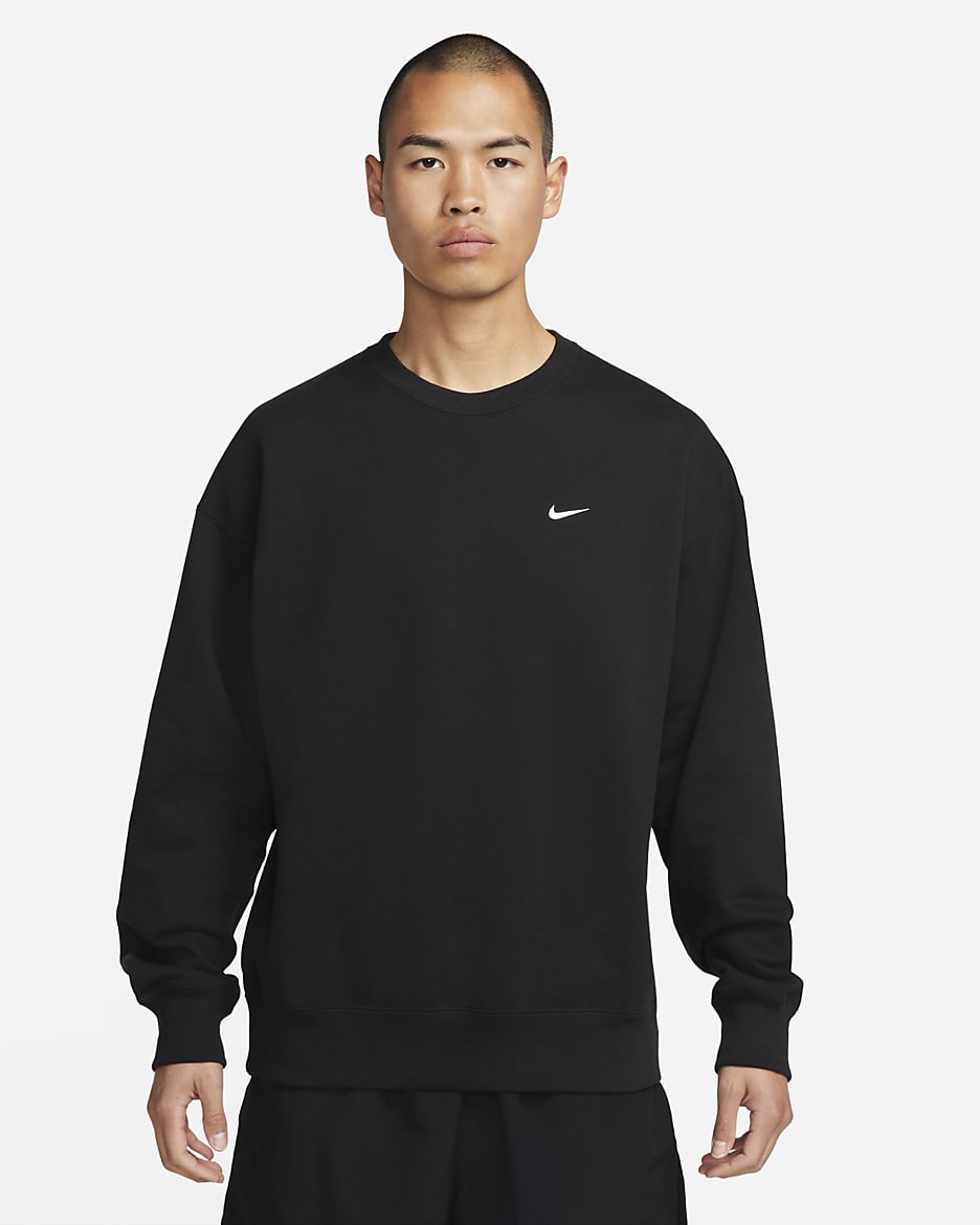 Nike Solo Swoosh Men's French Terry Crew - Black/White