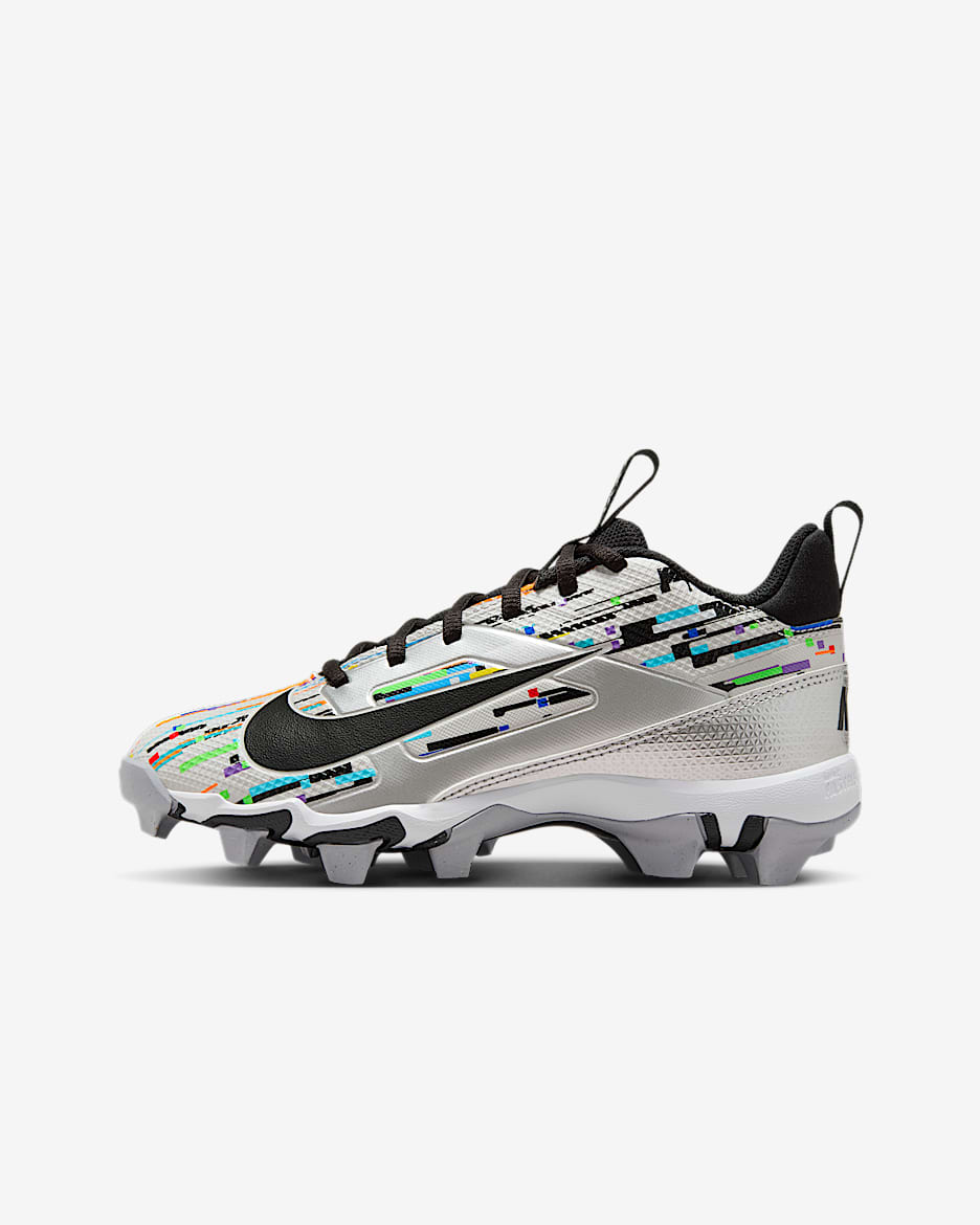 Tacos de fútbol para niños grandes Nike Alpha Menace 4 Shark - Polvo fotón/Gris lobo/Plata metalizado/Negro