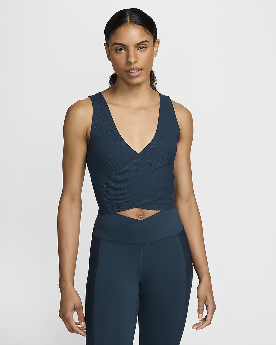 Nike One Fitted Rib Women's Dri-FIT Cropped Tank Top - Armoury Navy/Black