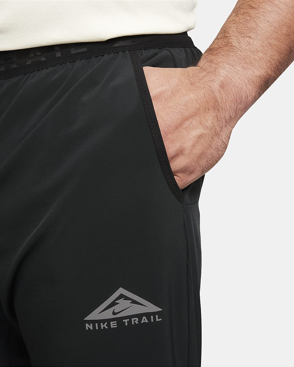 Pants de correr Dri-FIT para hombre Nike Trail Dawn Range - Negro/Negro/Blanco