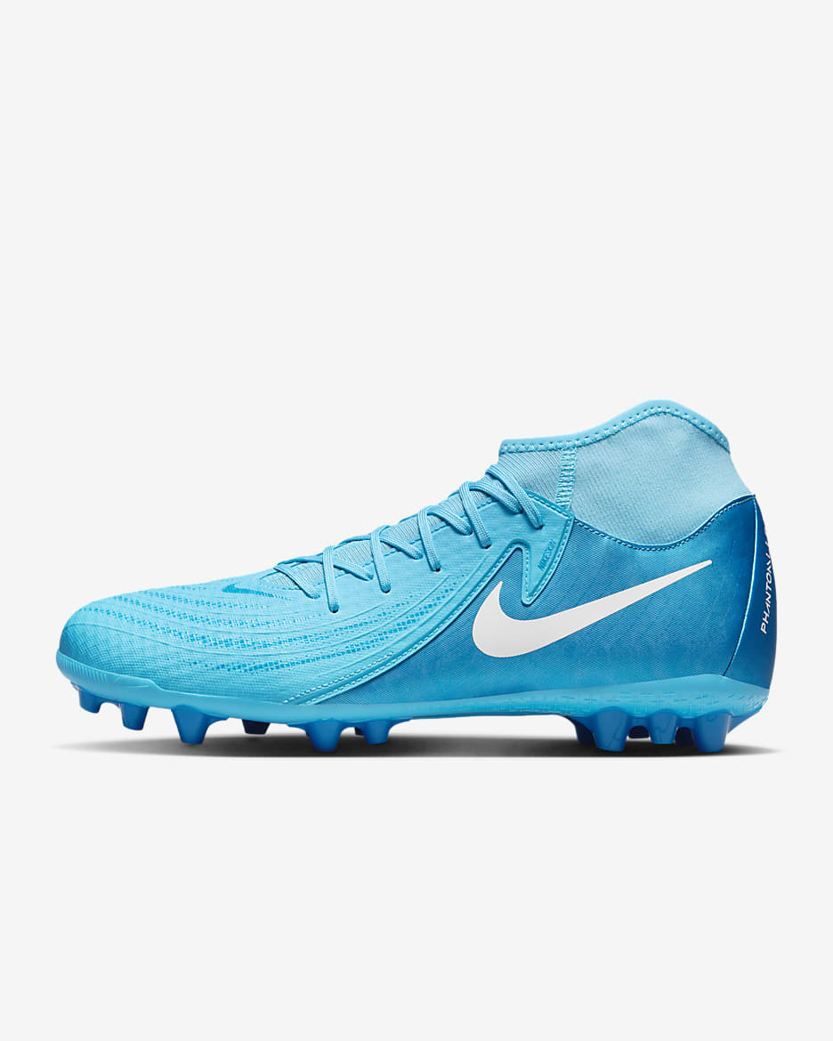 Nike Phantom Luna 2 Academy AG High-Top Soccer Cleats - Blue Fury/White