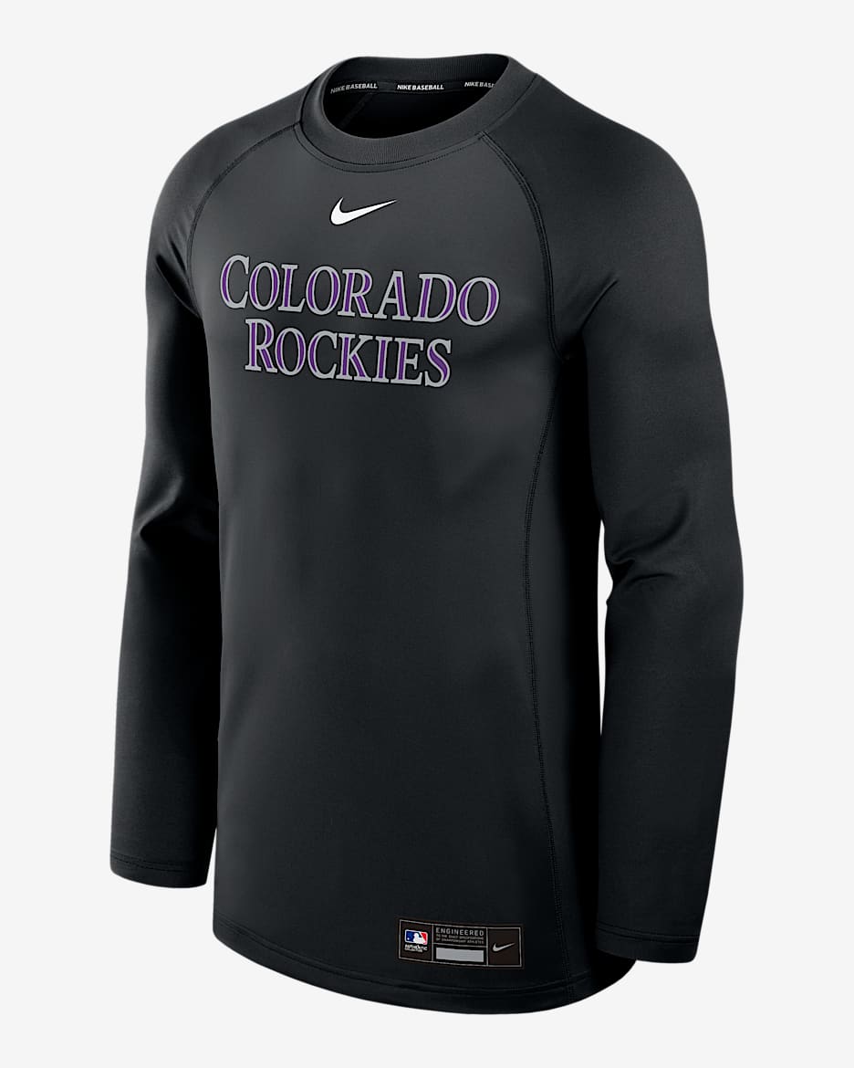 Colorado Rockies Authentic Collection Game Time Men's Nike Dri-FIT MLB Pullover Crew - Black