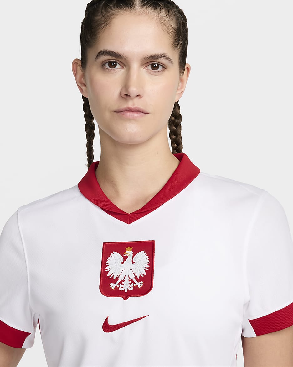 Dámská replika domácího fotbalového dresu Nike Dri-FIT Polsko Stadium 2024/25 - Bílá/Sport Red/Sport Red