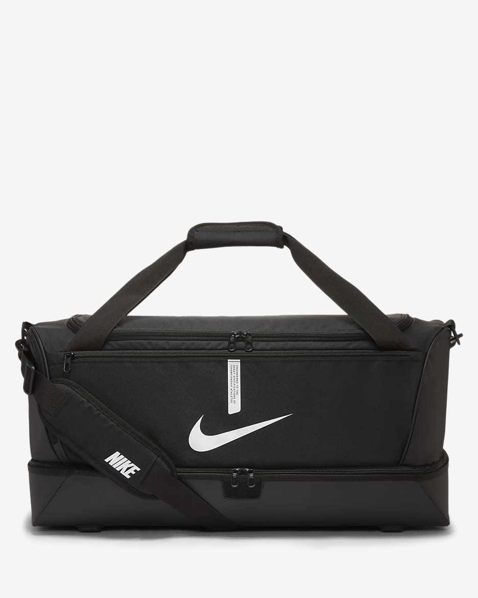 Nike Academy Team Bolsa de deporte de fútbol rígida (Grande, 59 l) - Negro/Negro/Blanco