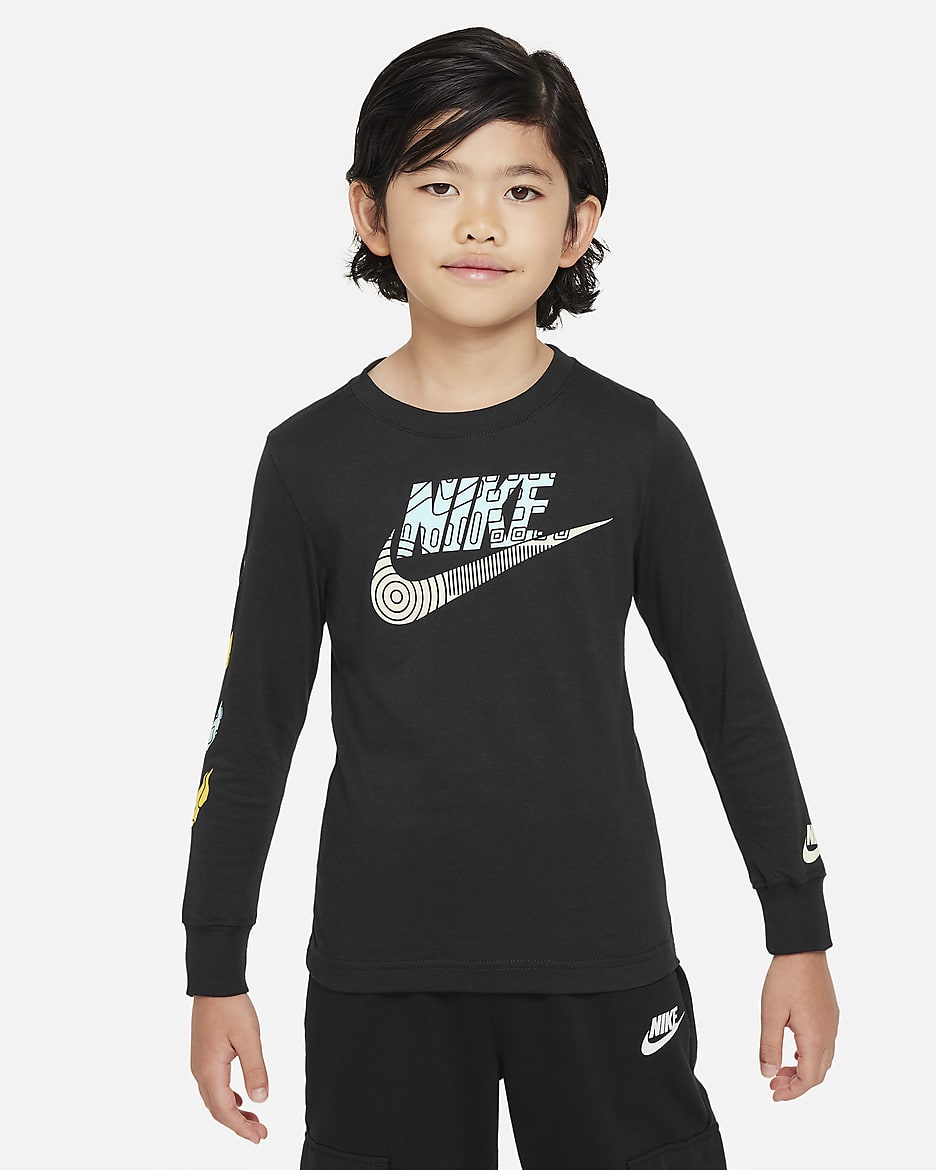 Nike Futura Hazard Tread Long Sleeve Tee Little Kids T-Shirt - Black