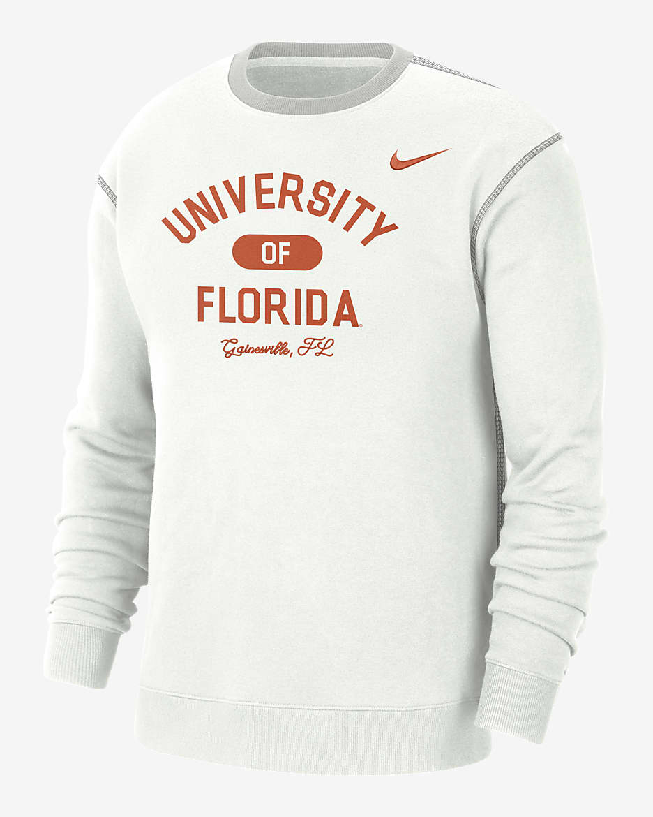 Florida Men's Nike College Crew-Neck Top - Summit White/Grey Fog/University Orange